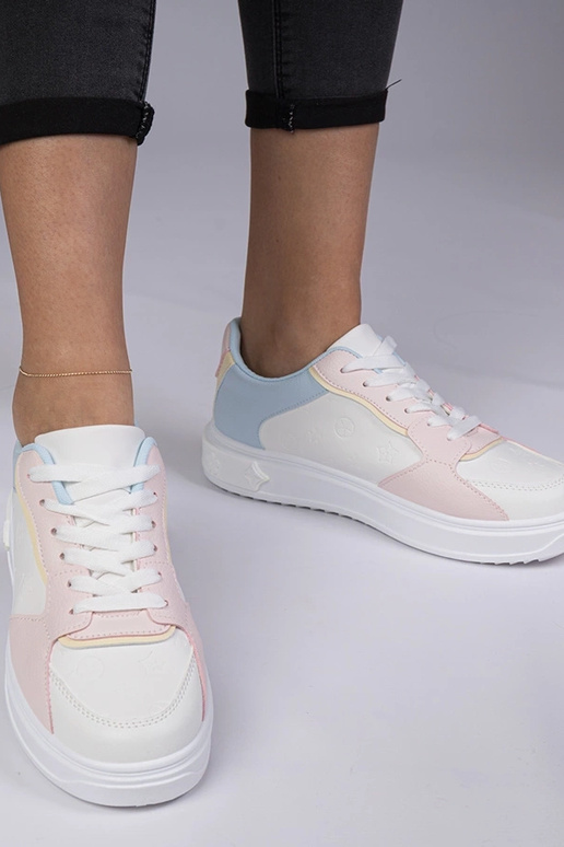 Tênis esportivos brancos e rosa de...