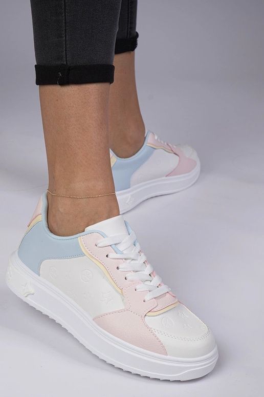 Tênis esportivos brancos e rosa de...