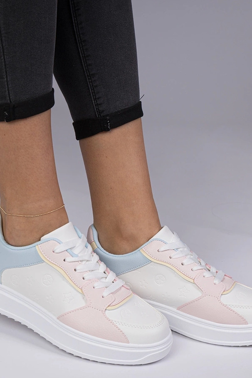 Tênis esportivos brancos e rosa de...