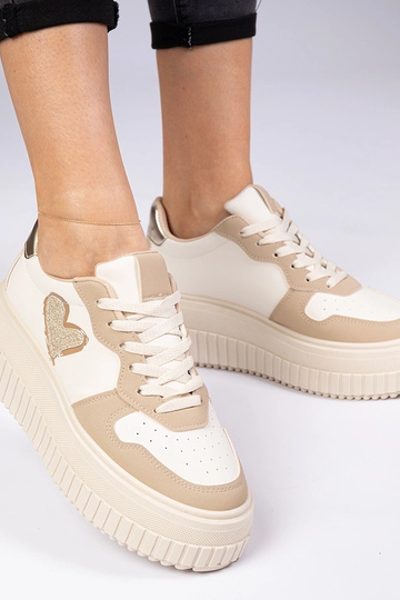Sneakers femininos marrons com coração de glitter Laira 2