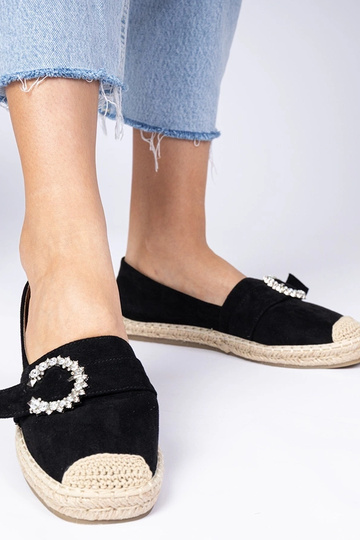 Espadrilhas pretas decoradas com zircônias Maruta