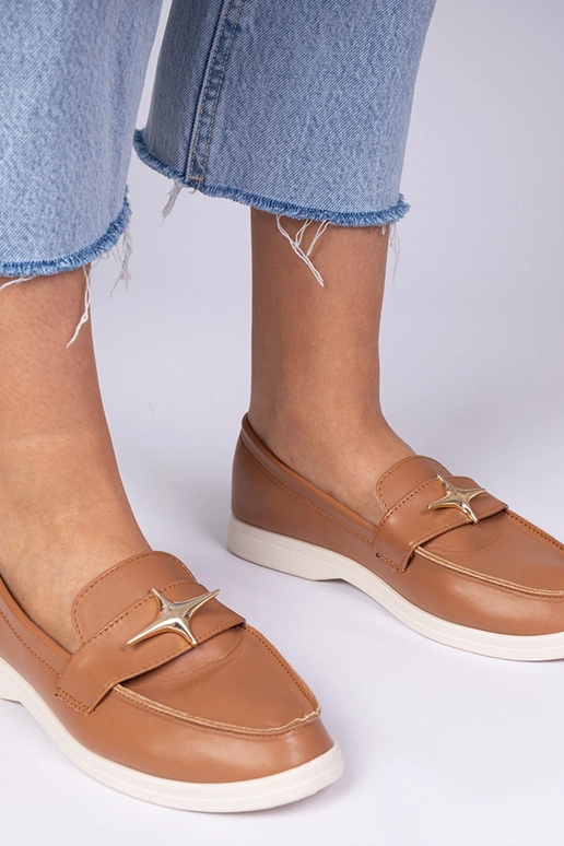 Mocassins femininos marrons com...