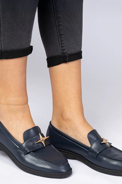 Mocassins femininos azuis escuros com...