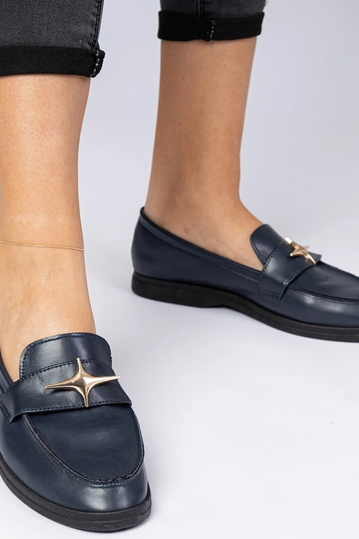 Mocassins femininos azuis escuros com...