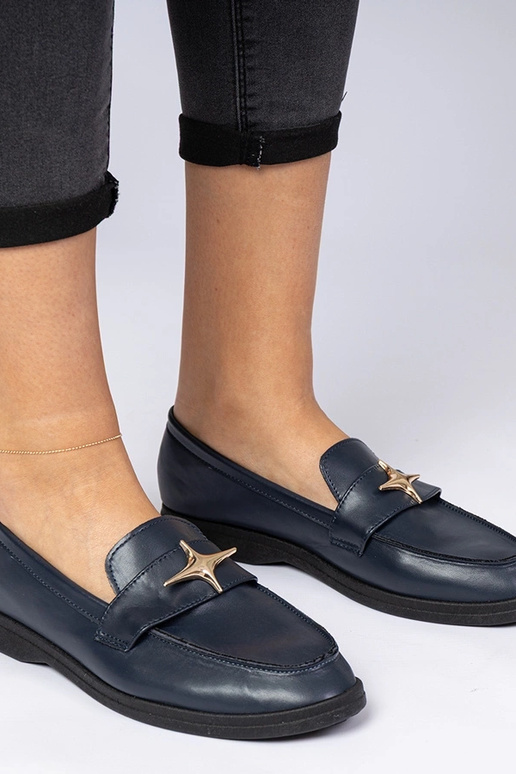 Mocassins femininos azuis escuros com...