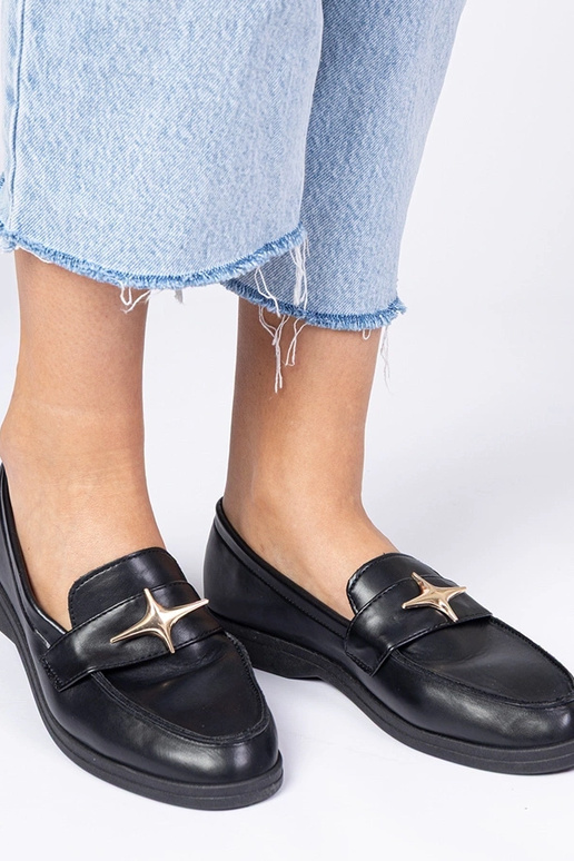 Mocassins femininos pretos com...