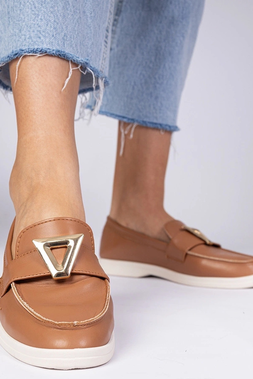 Mocassins femininos marrons com...