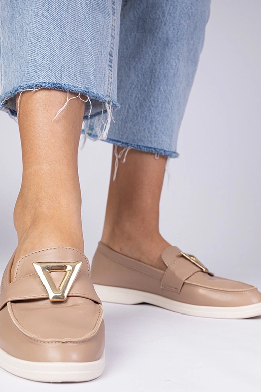 Mocassins femininos bege escuros com...