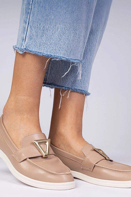 Mocassins femininos bege escuros com...