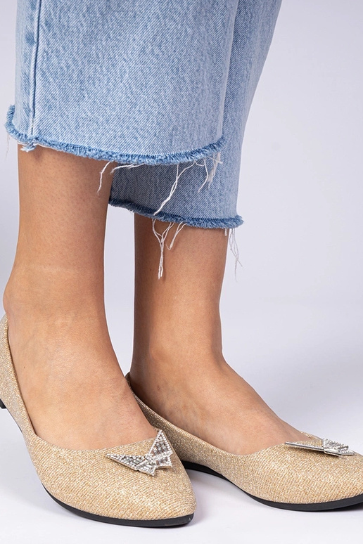 Balerinas femininas douradas com...