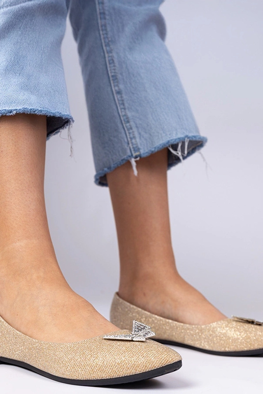 Balerinas femininas douradas com...