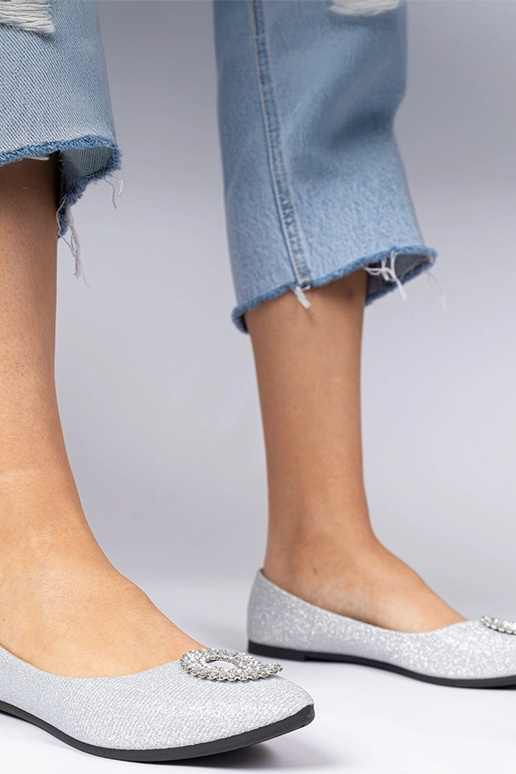Balerinas femininas prateadas com...