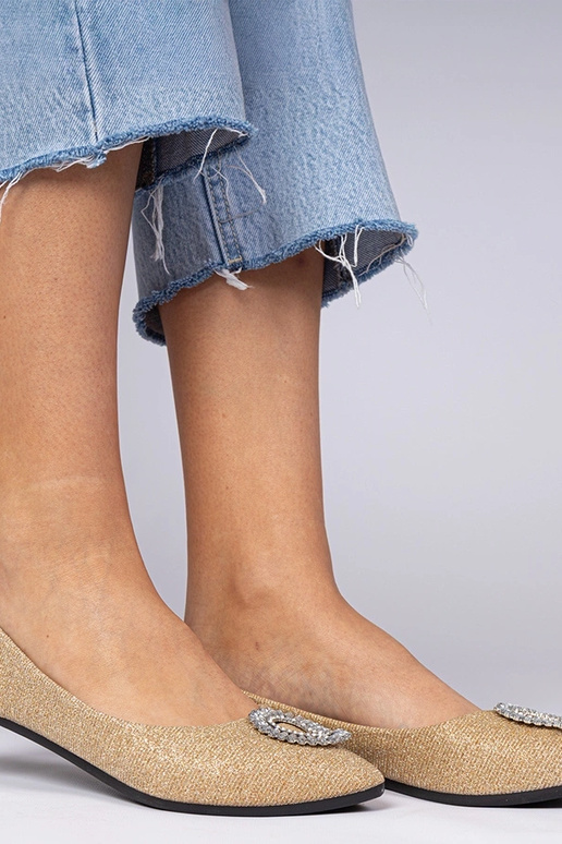 Balerinas femininas douradas com...