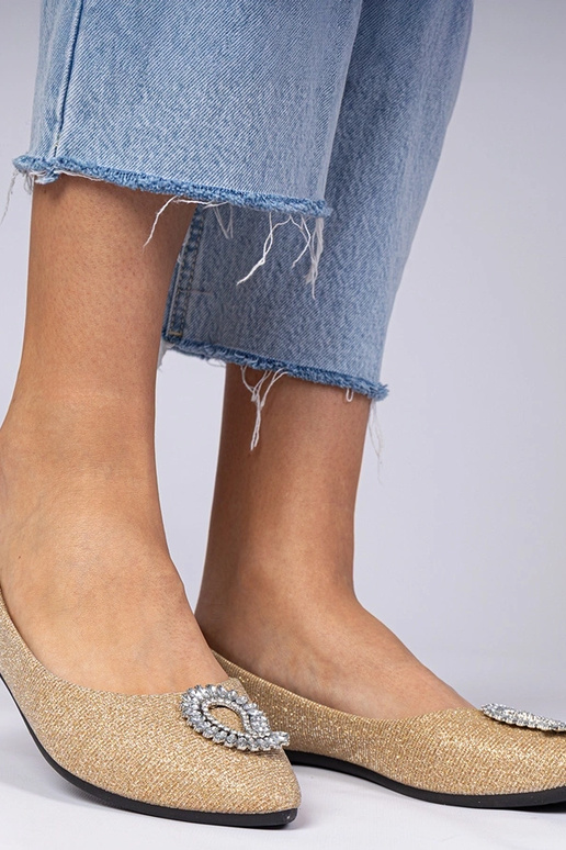 Balerinas femininas douradas com...