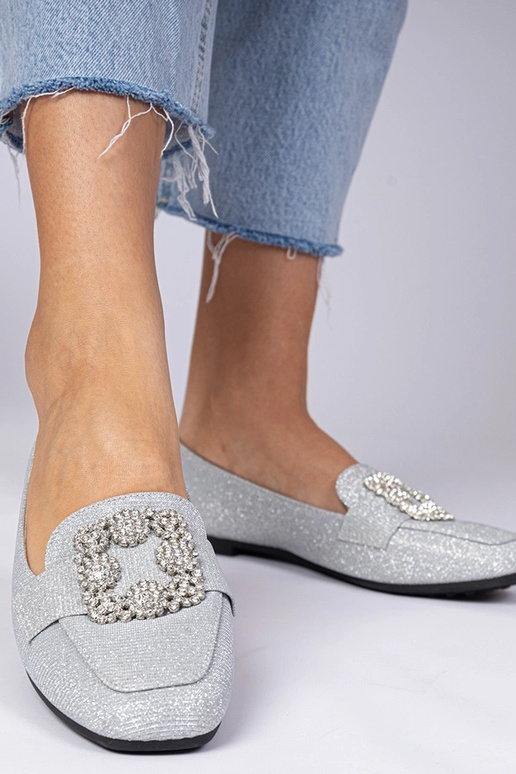 Mocassins prateados com glitter e...