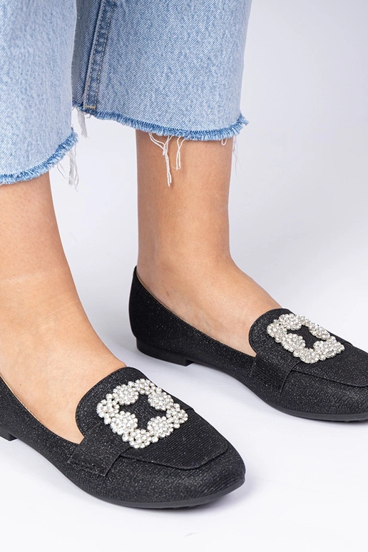 Mocassins pretos com glitter e...