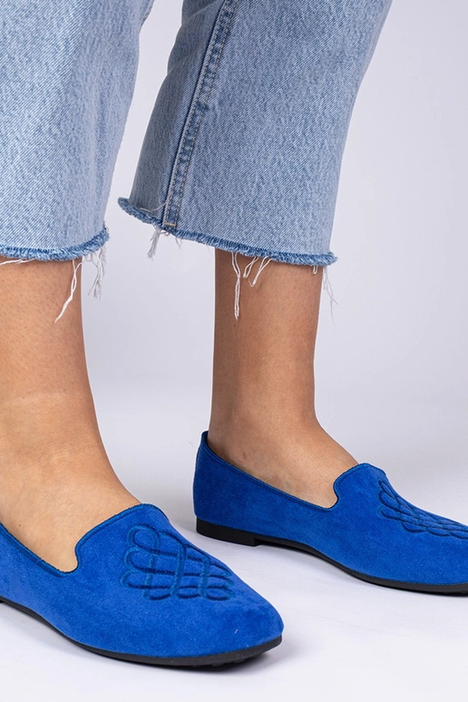 Sapatilhas femininas azuis de camurça...