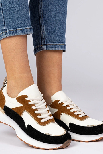 Tênis femininos brancos e pretos com glitter Elizar 2