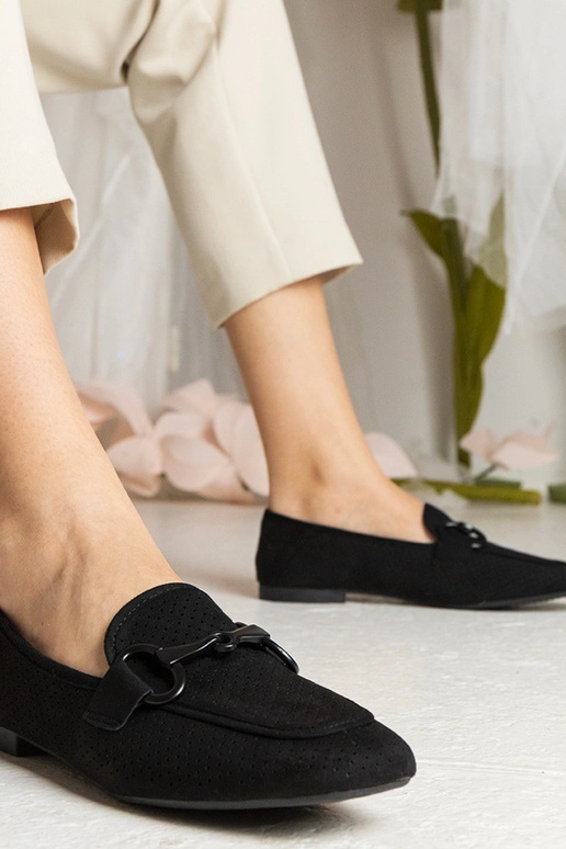 Mocassins femininos pretos com...