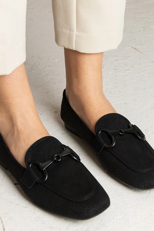 Mocassins femininos pretos com...