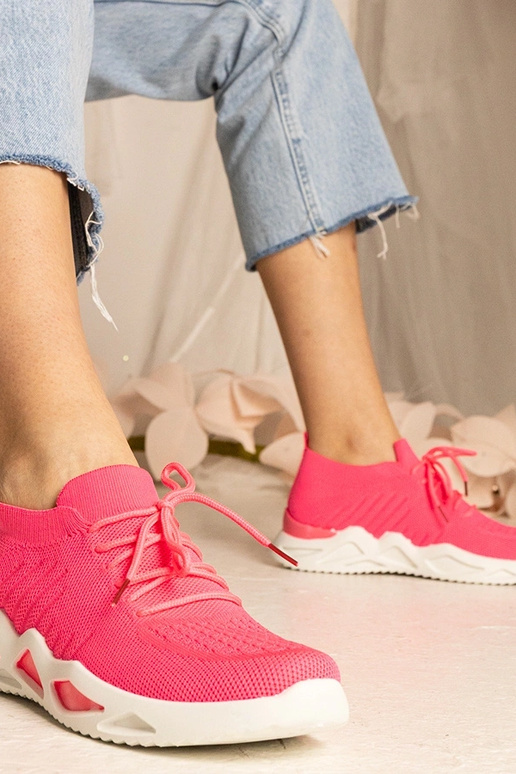 Tênis femininos rosas com cano de...