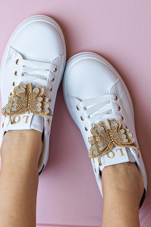 Tênis bicolor com borboleta e...