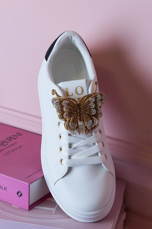 Tênis bicolor com borboleta e...