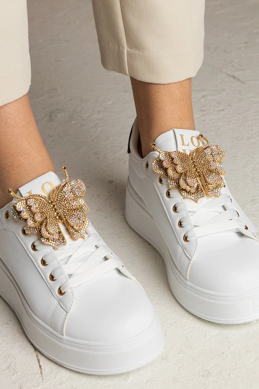 Tênis bicolor com borboleta e...