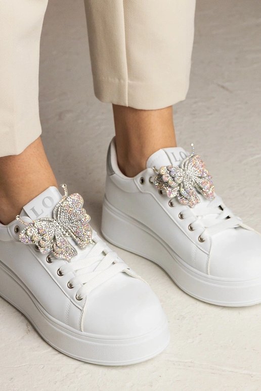 Tênis bicolor com borboleta e...