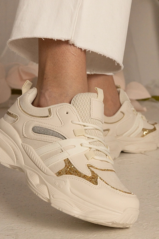 Tênis beiges femininos esportivos com...