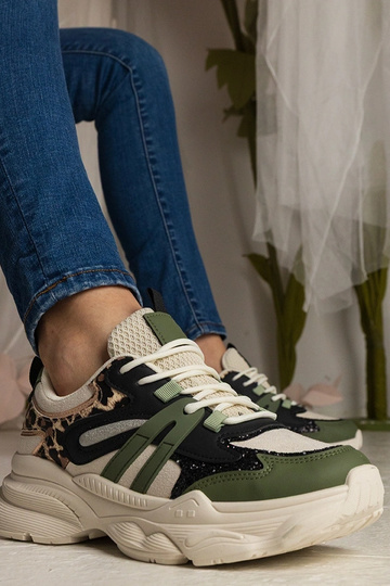 Tênis verdes femininos esportivos com glitter Maleda