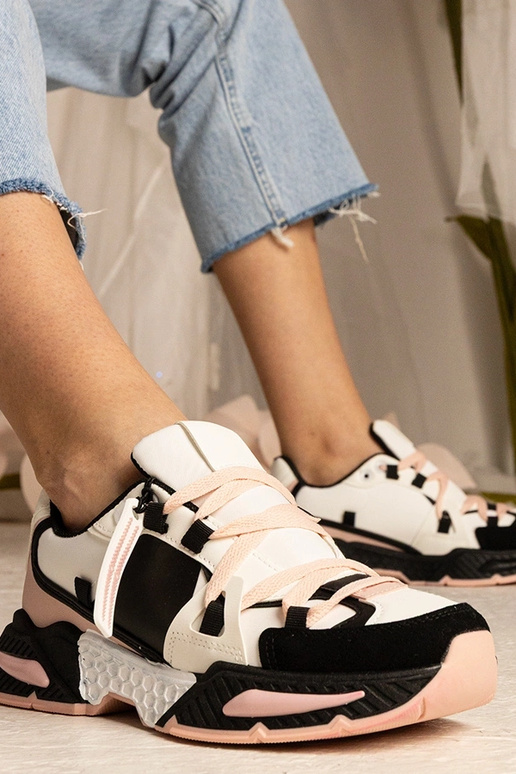 Tênis rosas femininos com sola grossa...