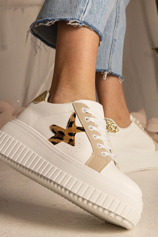 Tênis bicolor decorados com glitter e...