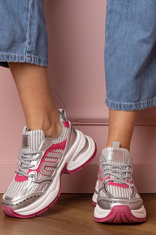 Ténis femininos prateados-rosados Torens
