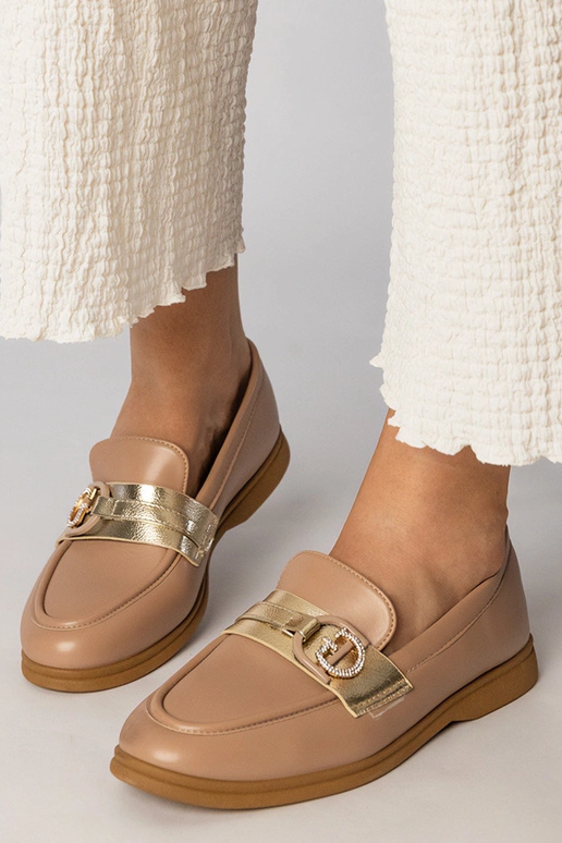 Mocassins cremosos em eco-couro com...