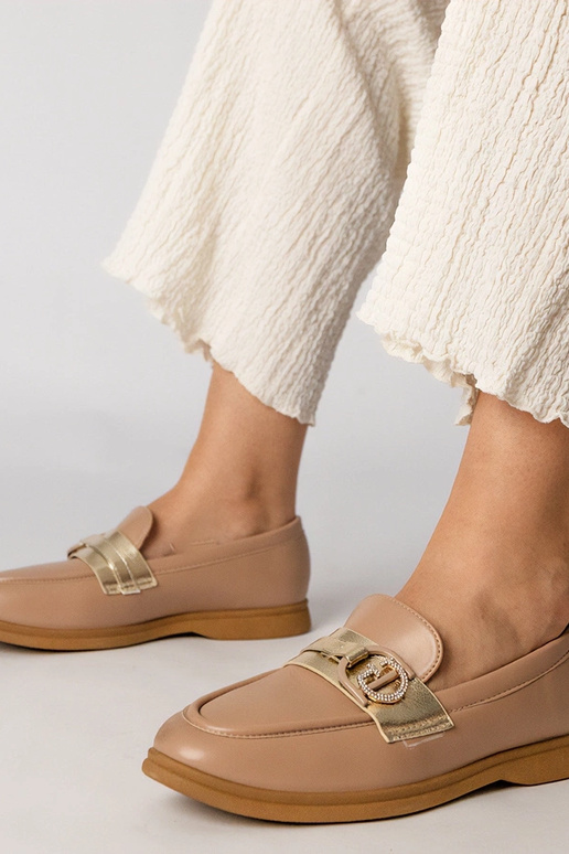 Mocassins cremosos em eco-couro com...