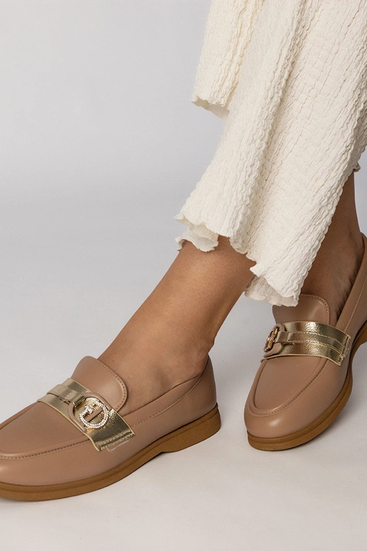 Mocassins cremosos em eco-couro com...