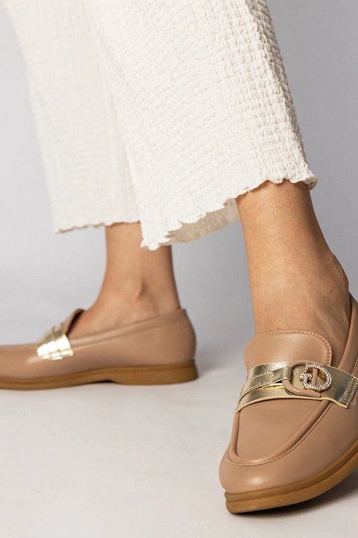 Mocassins cremosos em eco-couro com...