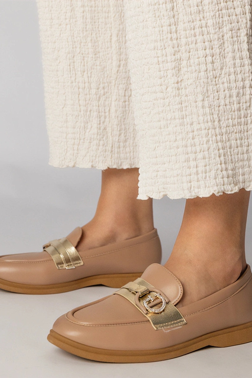 Mocassins cremosos em eco-couro com...