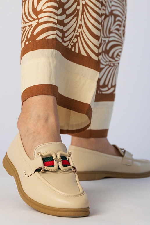 Mocassins cremosos em eco-couro com...