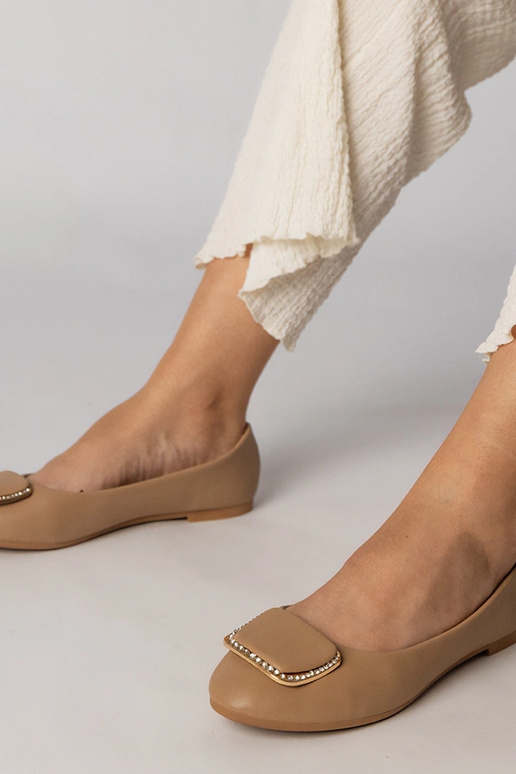 Balerinas femininas marrons com...