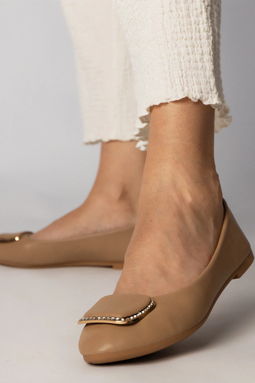 Balerinas femininas marrons com...