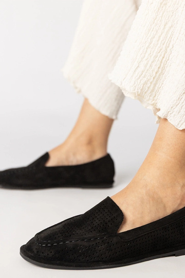 Mocassins pretos de camurça ecológica, "Stanila"