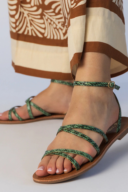 Sandálias verdes de sola plana, "Kates"
