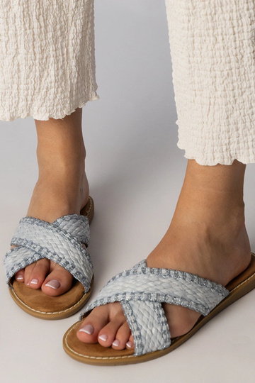 Chinelas trançadas femininas azuis, "Ellinara"