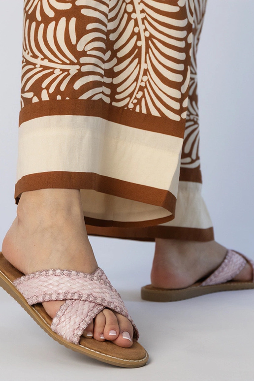 Chinelas trançadas femininas rosas,...