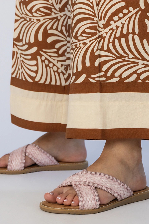 Chinelas trançadas femininas rosas,...