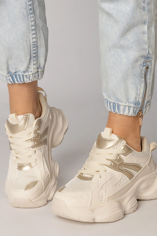 Tênis femininos cor areia com detalhe...