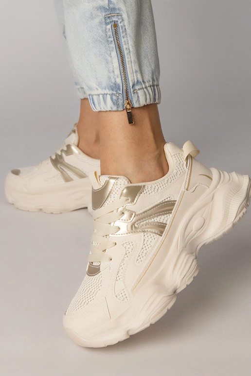 Tênis femininos cor areia com detalhe...