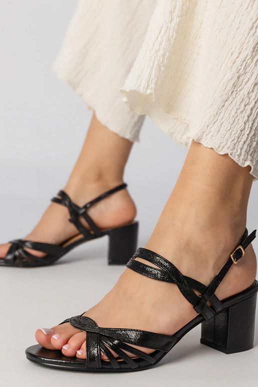 Sandálias femininas pretas de salto,...